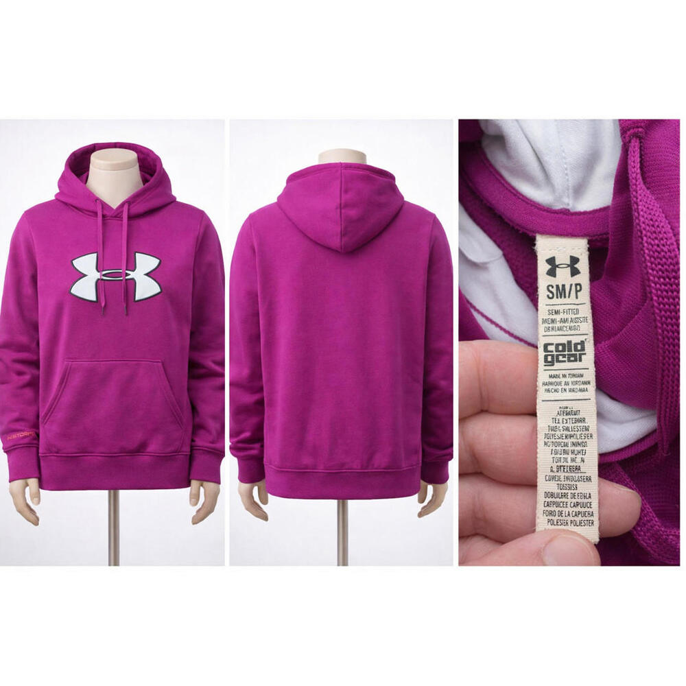 Under Armour Women's Hoodie Size SM Pink Storm ColdGear Pullover Sweatshirt